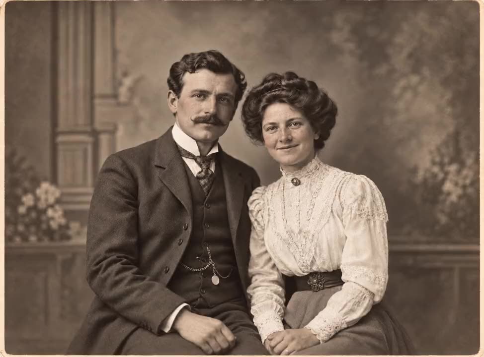 An old family portrait, warmly restored